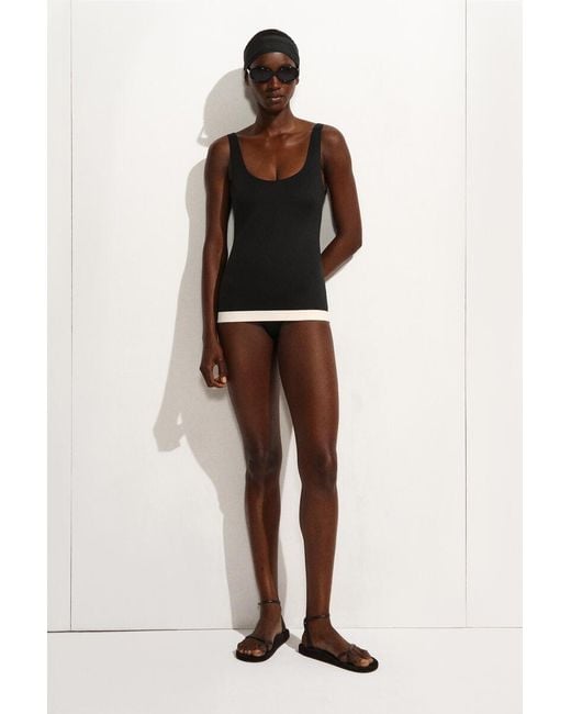 COS Black Colour-Block Scuba Tank Swimsuit