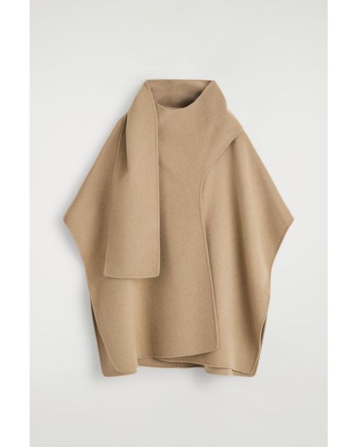 COS Natural Double-Faced Wool Scarf Cape
