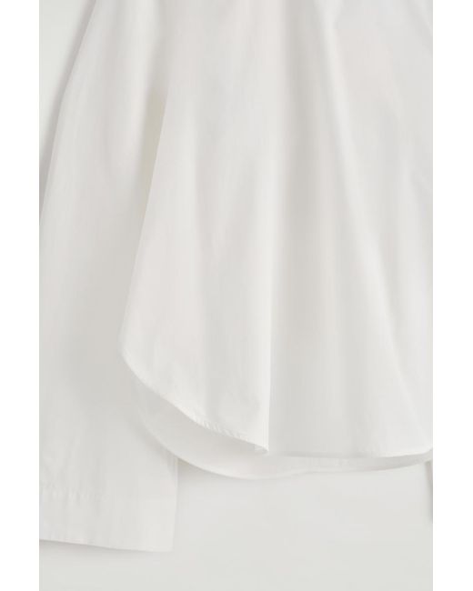 COS White Curved-Hem Cotton Blouse