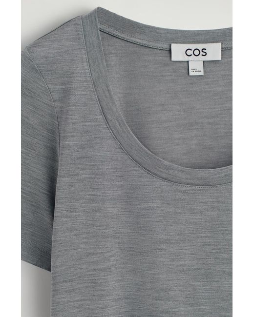 COS Gray Slim Silk T-Shirt