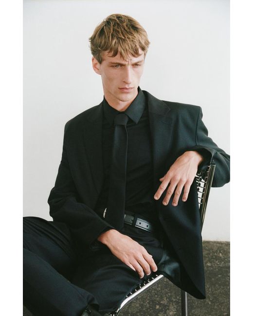 COS Blue Single-Breasted Wool Blazer for men