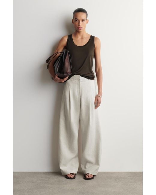 COS Brown Scoop-Neck Silk-Jersey Tank Top
