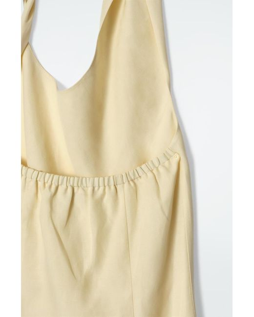 COS Natural Twisted Linen-Blend Halterneck Dress