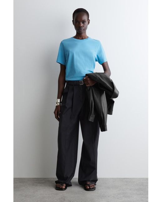 COS Blue Crew-neck Cotton T-shirt