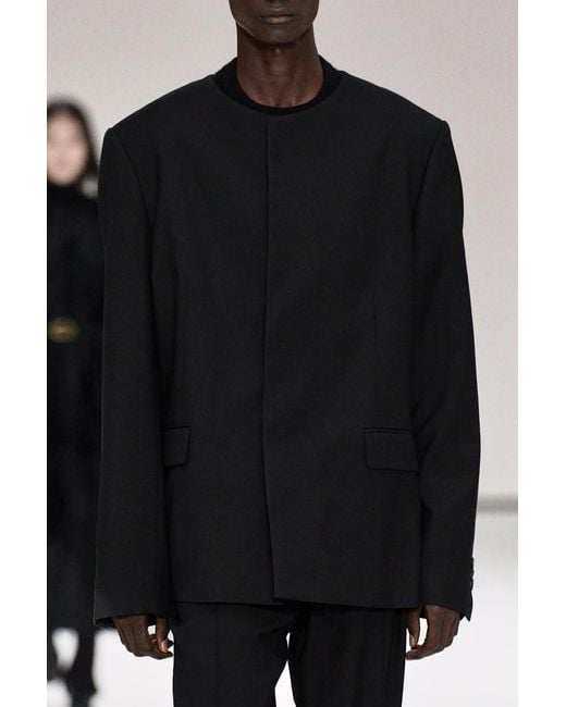 COS Black Collarless Wool Blazer for men