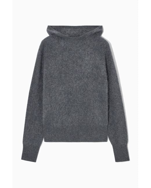 COS Gray Textured Pure Cashmere Hoodie