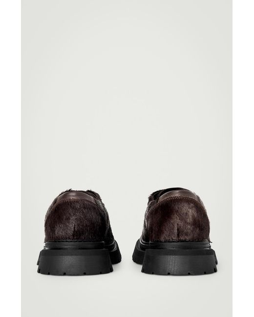 COS Black Chunky Pony-Hair Leather Derby Shoes for men