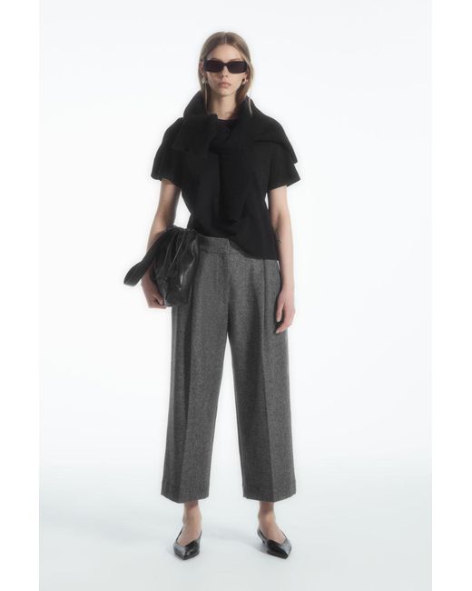 COS Gray Elegante Culottes Aus Wollflanell