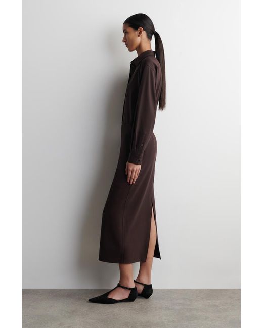 COS Black Jersey Midi Pencil Skirt