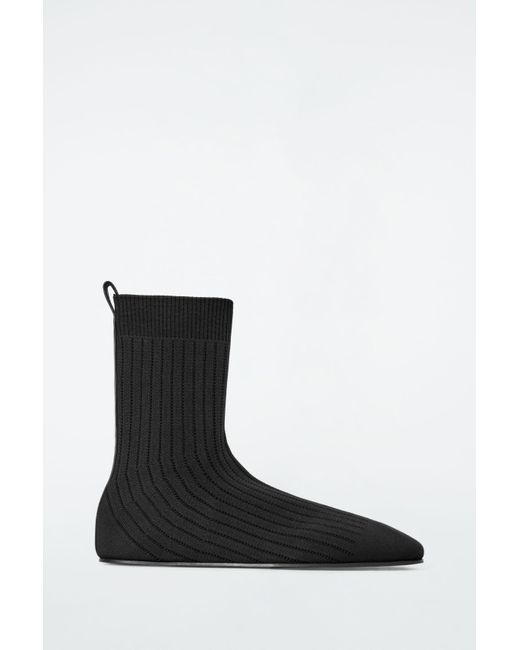 COS Black Ribbed Sock Boots