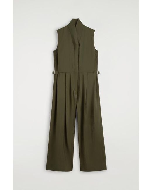 COS Green Shawl-Collar Utility Jumpsuit