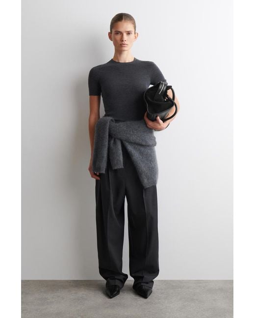 COS Black Seamless Merino Wool T-Shirt