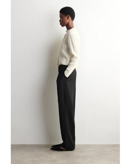 COS Natural Cable-Knit Merino Wool Cardigan