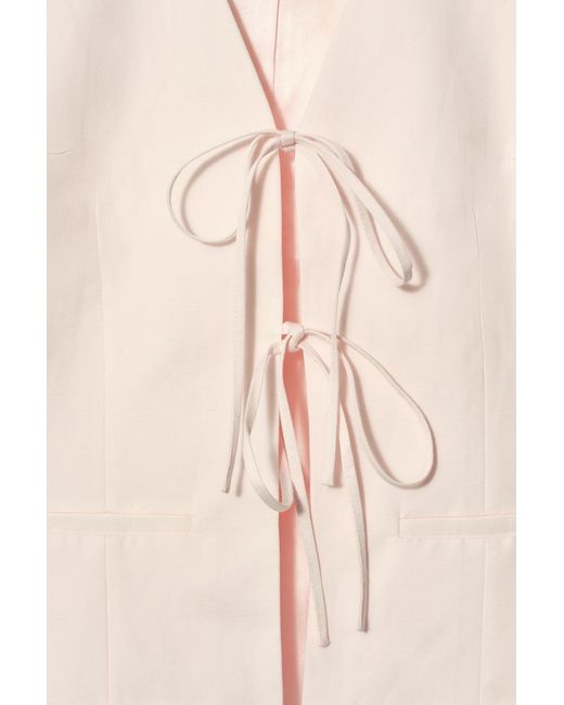 COS Pink Linen-Blend Tie-Front Waistcoat