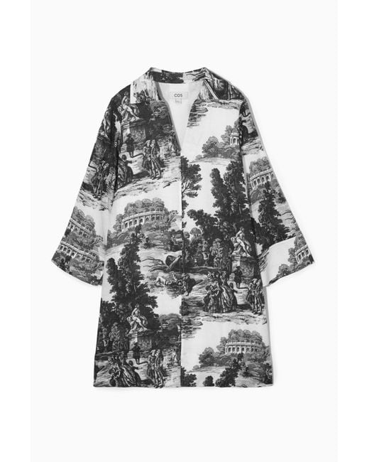 COS Gray French Toile Linen Dress