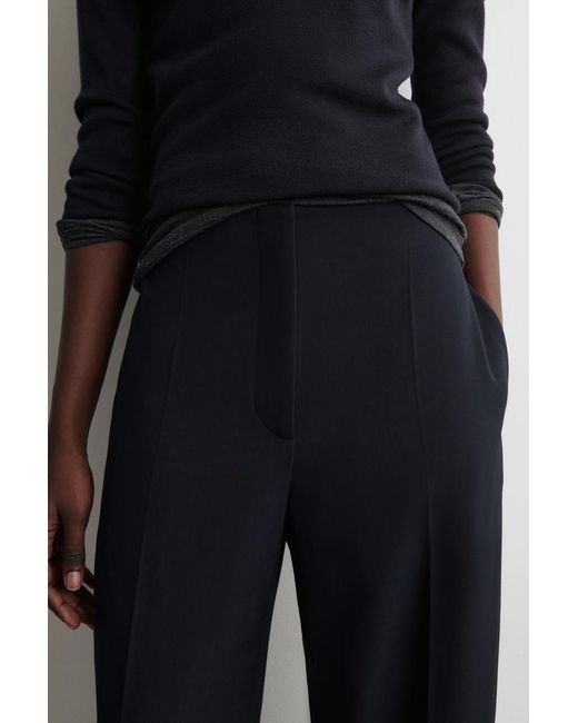 COS Blue Wool-Blend Barrel-Leg Pants