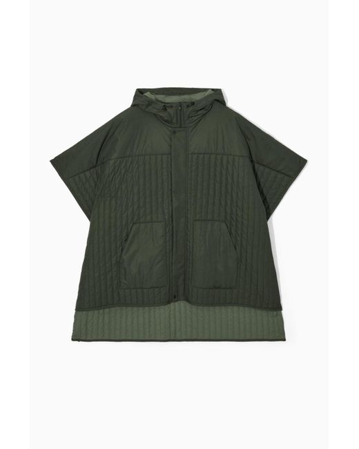 COS Green Hooded Quilted Hybrid Vest for men