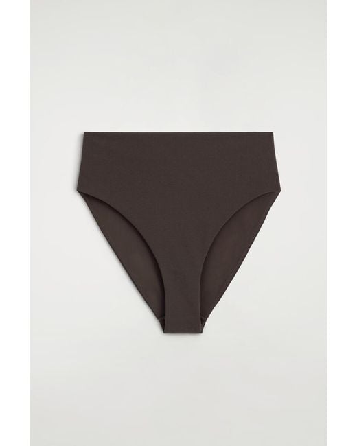 COS Brown Textured High-Waisted Bikini Briefs