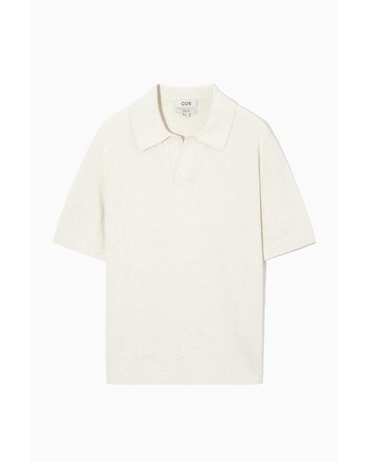 COS Bouclé-knit Polo Shirt in White for Men | Lyst