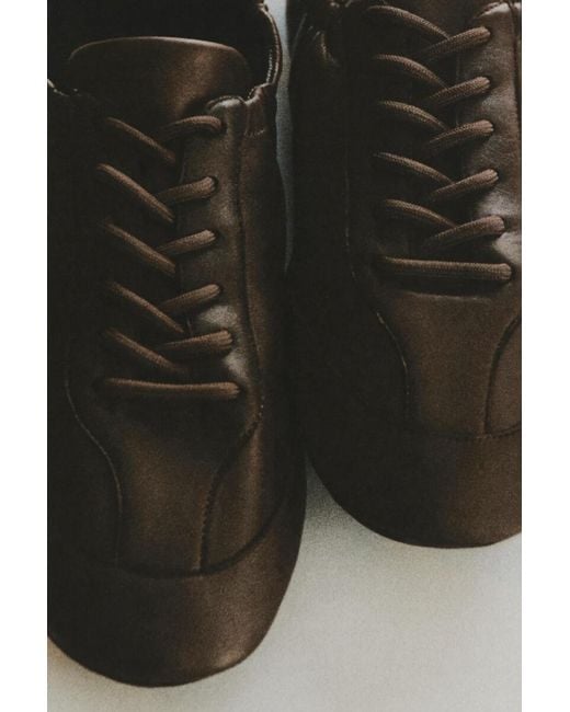 COS Brown Leather Ballet Trainers