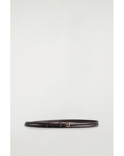 COS White Double-Wrap Skinny Leather Belt