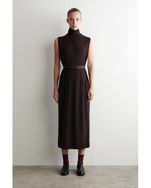 COS Purple Midikleid Aus Merinowolle Mit Rollkragen