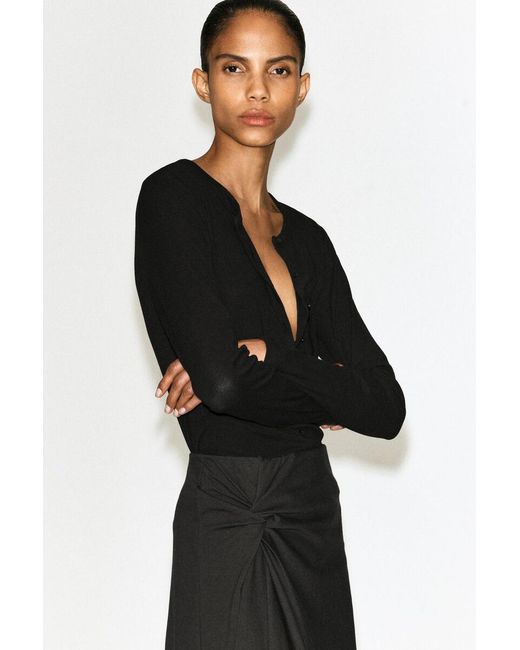 COS Black Twist-Detail Jersey Midi Skirt