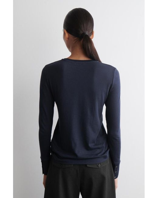 COS Blue Cotton Jersey Long-Sleeved Top