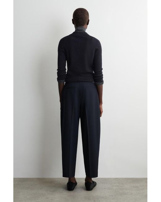 COS Blue Wool-Blend Barrel-Leg Pants
