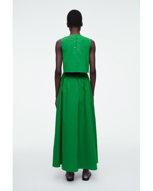 COS Green Open-back Cotton Midi Dress