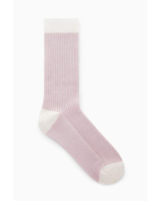 COS Pink Ribbed Striped Socks