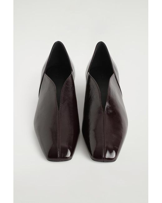 COS Red Angular Leather Heeled Ballerinas