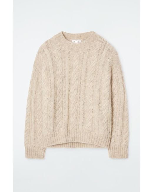 COS White Cable-knit Mohair Jumper