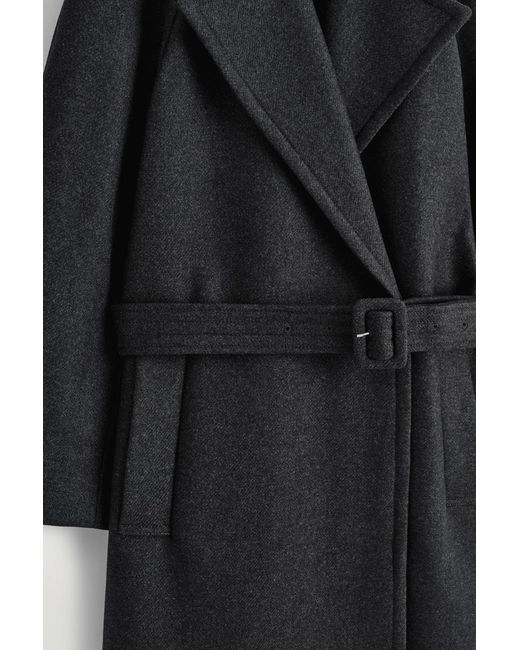 COS Black Tailored Belted Wool-Twill Coat