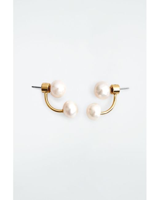 COS Metallic Freshwater Pearl Droplet Stud Earrings