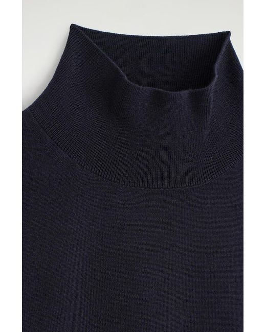 COS Blue Merino Wool Turtleneck Top