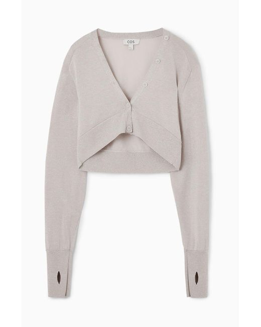 COS White Cropped Wool-blend Cardigan