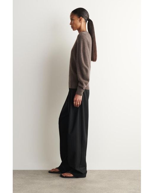COS Brown Sculpted Cashmere V-Neck Jumper