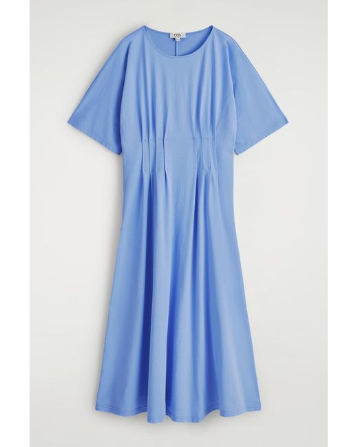 COS Pintucked Cotton Midi Dress in Blue | Lyst COS Pintucked Cotton Midi Dress in Blue | Lyst