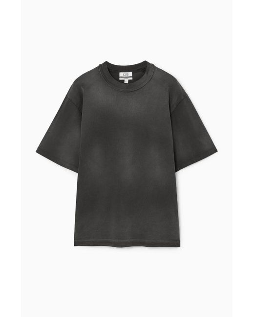 COS Black Oversized Faded Mock-neck T-shirt for men