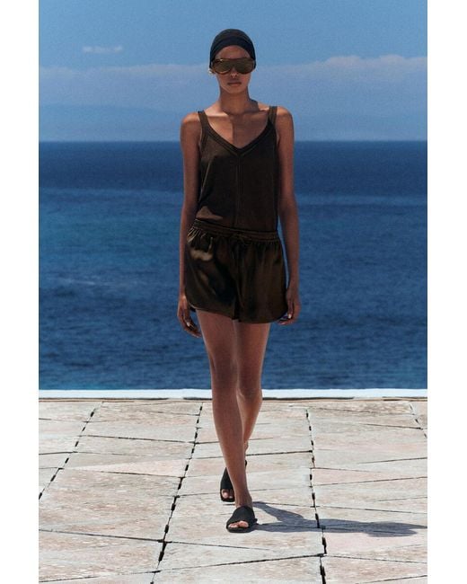COS Brown Open-Knit Detail Tank Top