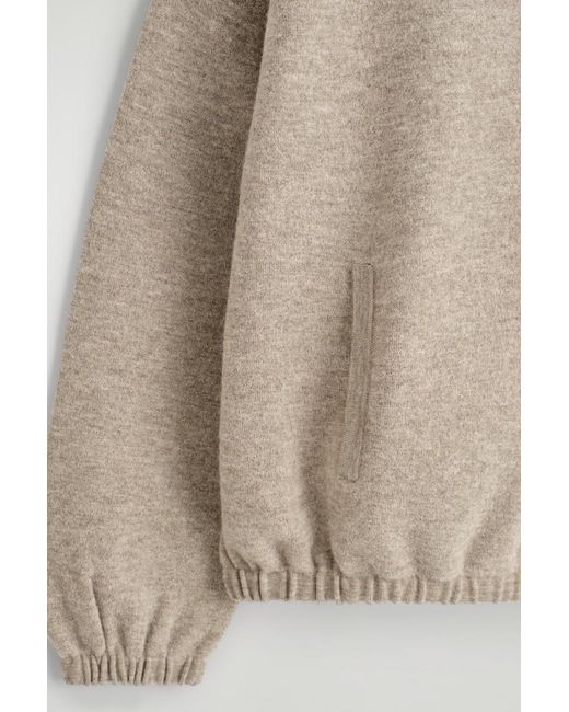 COS Natural Boiled Merino Wool Zip-Up Sweater