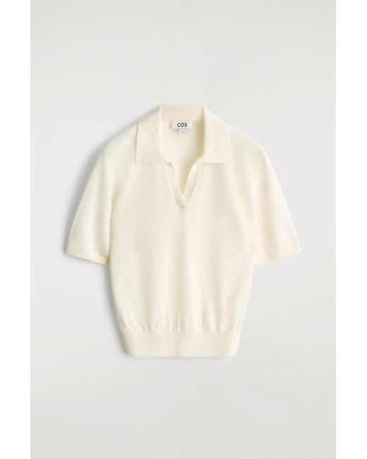 COS Natural Knitted Linen-Merino Polo Shirt
