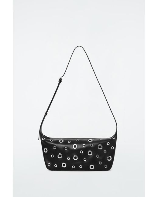 COS White Valley Eyelet Shoulder Bag - Leather
