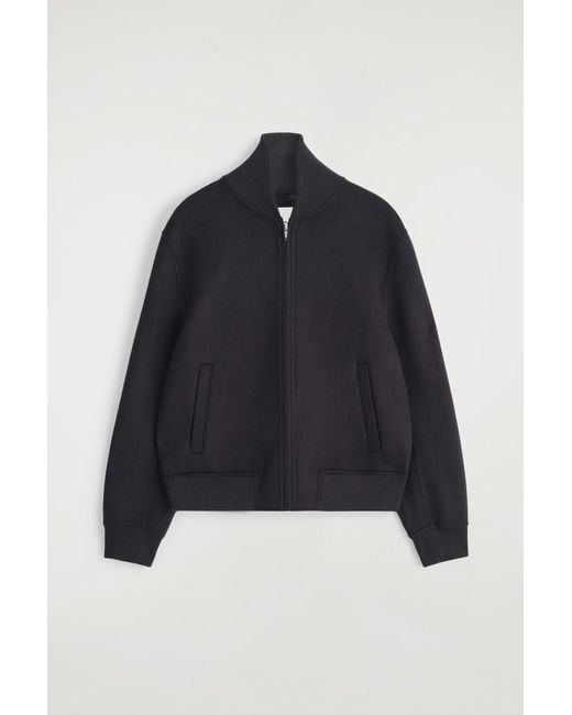 COS Blue Double-Faced Wool Bomber Jacket for men