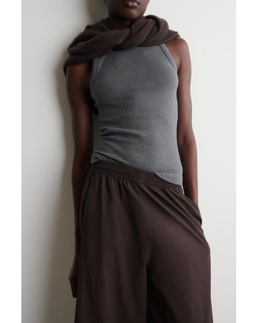 COS Brown Seersucker Culottes