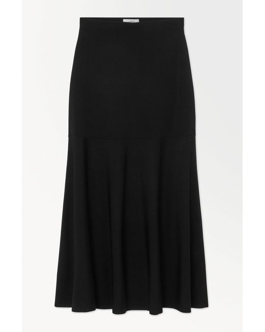 COS Black The Flared Knitted Maxi Skirt