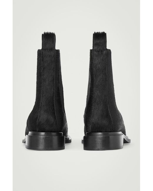 COS Black The Pony Hair Chelsea Boots for men