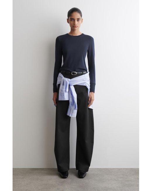 COS Blue Cotton Jersey Long-Sleeved Top