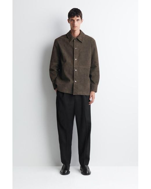 COS Brown Corded Suede Overshirt for men